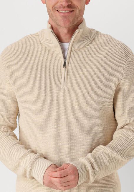 SELECTED HOMME Pull SLHTHEO LS KNIT STRUCTURE HALF ZIP en beige - large
