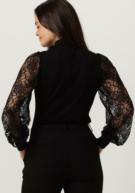 JANSEN AMSTERDAM Blouse V107 TOP WITH LACE SLEEVES AND TURTLE NECK en noir - large