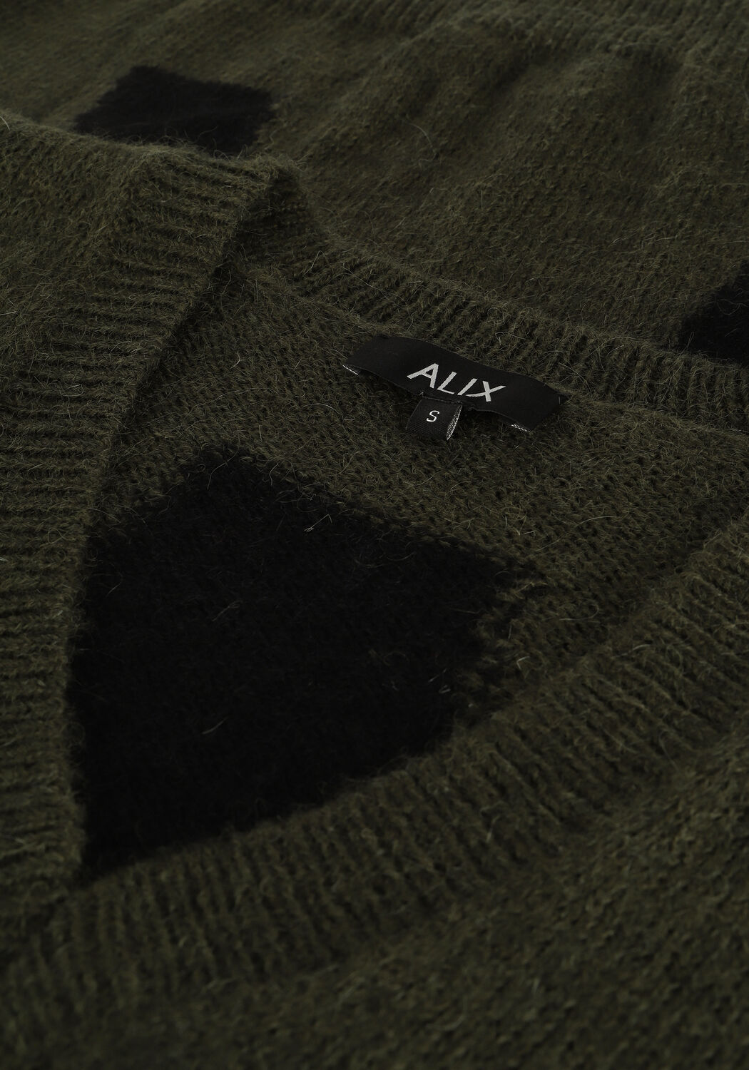 Donkergroene ALIX THE LABEL Trui V NECK PULLOVER - large
