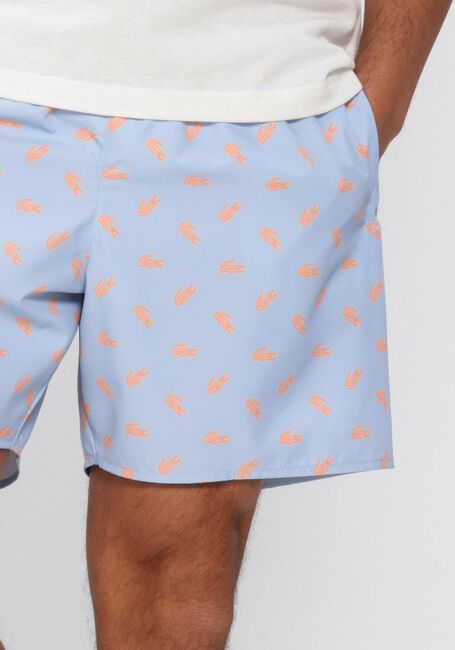 Lichtblauwe LACOSTE Zwembroeken MID LENGTH CROCODILE PRINT SWIM TRUNKS - large