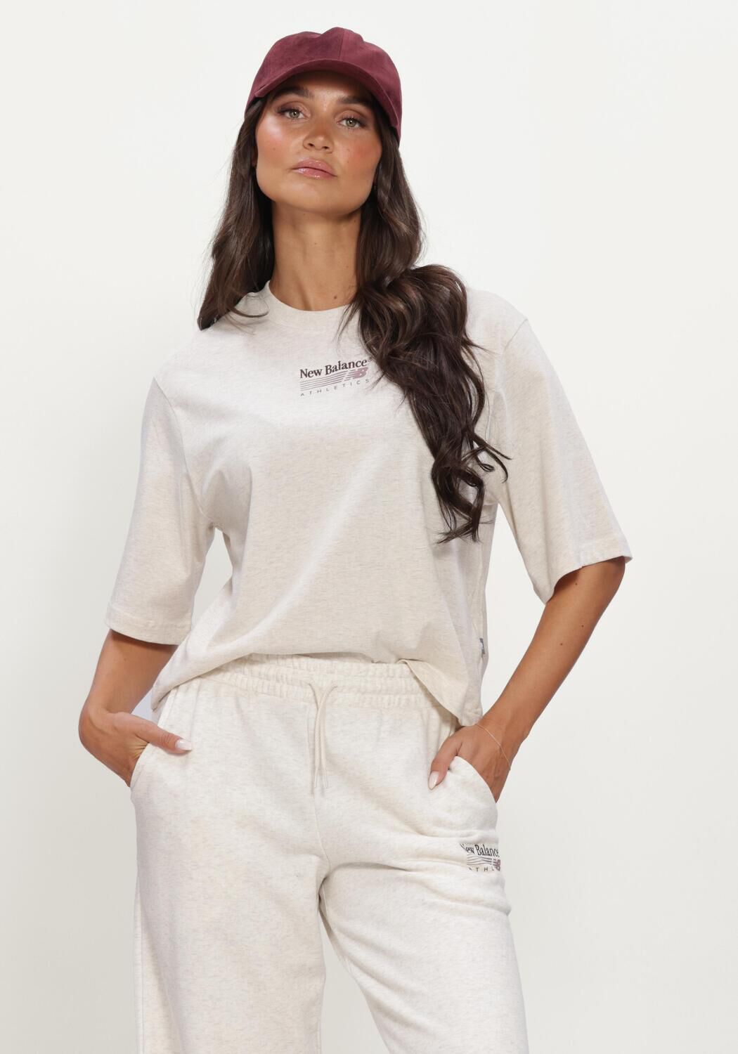 Ecru NEW BALANCE T-shirt TRACKSIDE RELAXED T-SHIRT - large