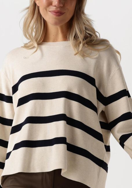 SUMMUM Pull STRIPED SWEATER SOFT VISCOSE POLYAMIDE KNIT en blanc - large