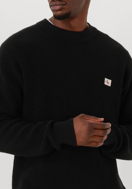 CALVIN KLEIN Pull LS EZ COTTON WAFFLE CREWNK SWTR 9 en noir - large