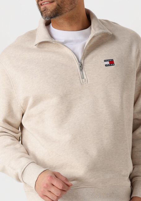 Beige TOMMY JEANS Sweater TJM RLX BADGE 1/4 ZIP - large