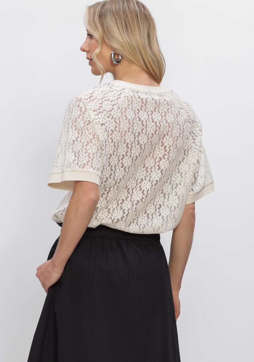 SUMMUM T-shirt TOP SPORTY LACE en noir - large