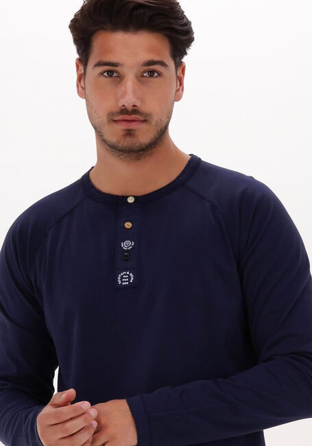 SCOTCH & SODA GARMENT-DYED LONG-SLEEVED GRANDAD T-SHIRT Polos & T-Shirts en bleu - large