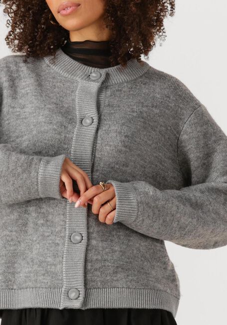 OBJECT Gilet OBJMERLE LS LO KNIT BOMBER en gris - large
