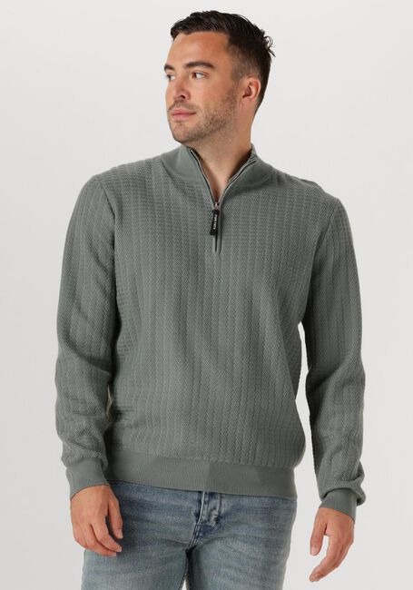 Groene PURE PATH Trui REGULAR FIT ZIG ZAG HALF ZIP KNITWEAR - large