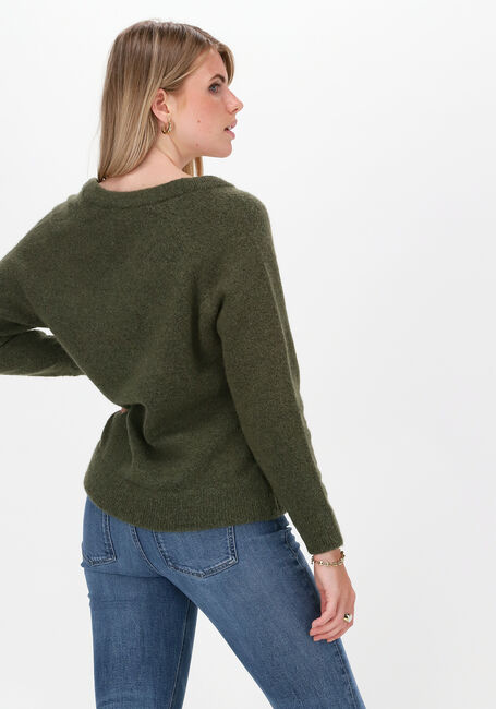 Groene SELECTED WOMEN Trui LULU LS KNIT V-NECK B - large
