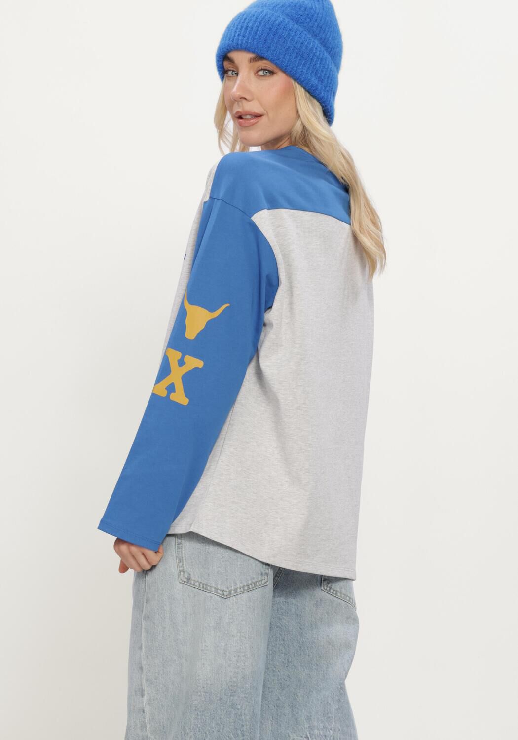 ALIX THE LABEL T-shirt LADIES KNITTED MIX LONGSLEEVE T-SHIRT en multicolore - large