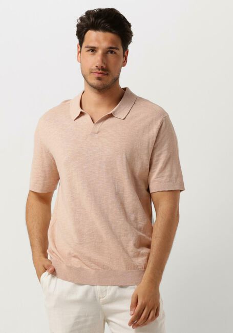 SELECTED HOMME Polo SLHBERG LINEN SS KNIT OPEN POLO en orange - large
