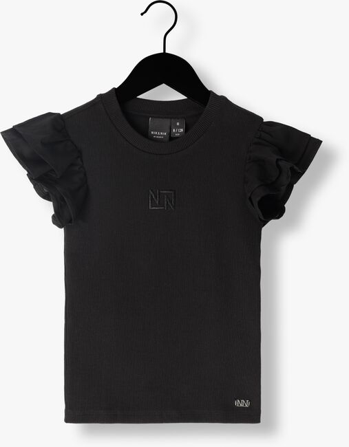 NIK & NIK T-shirt VOLANT SLEEVE RIB T-SHIRT en noir - large