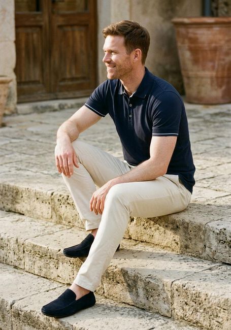 GENTI Polo POLO 3 BUTTON SS J2001-1212 Bleu fonc&eacute; - large