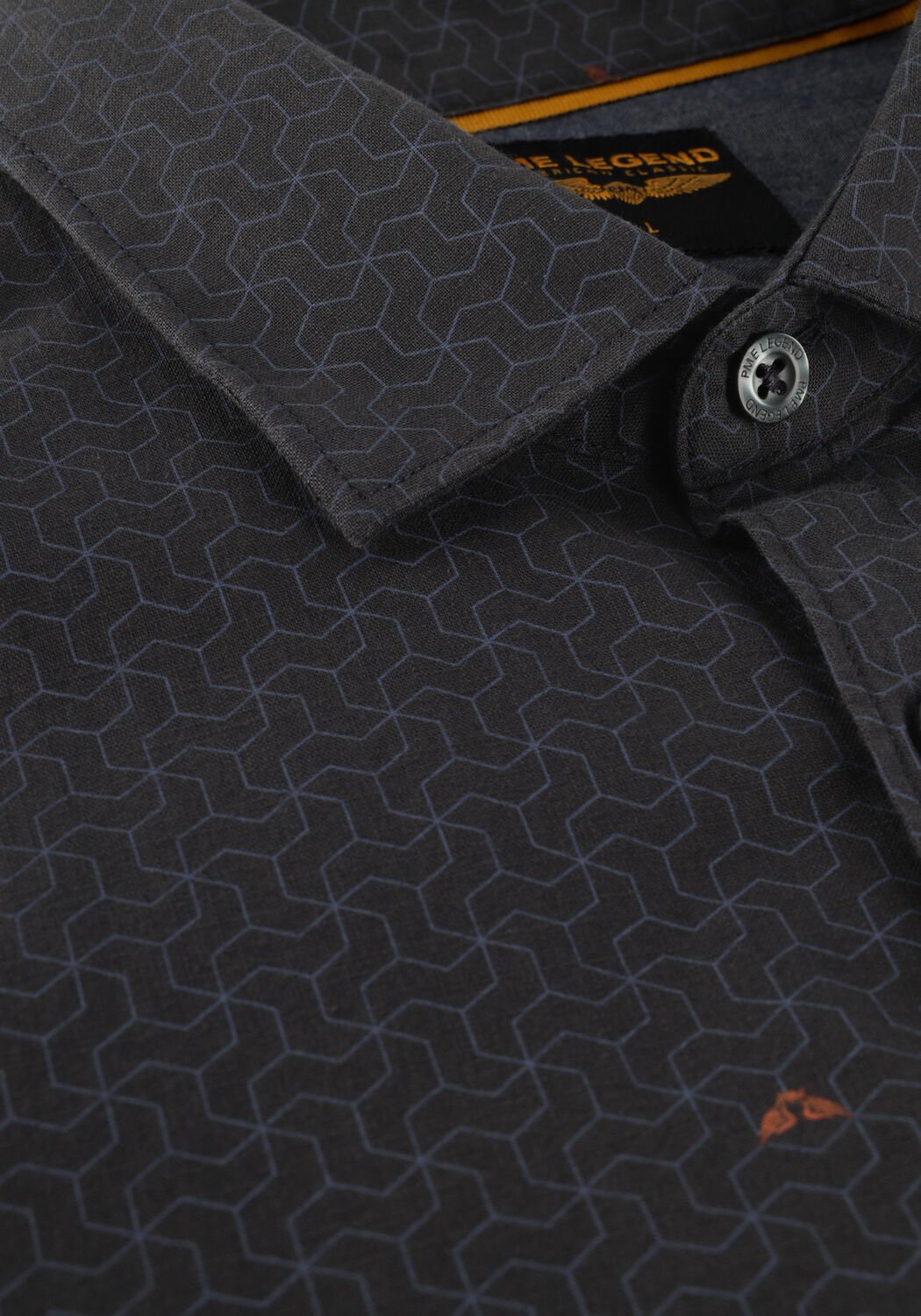 Donkerblauwe PME LEGEND Casual overhemd LONG SLEEVE SHIRT PRINT ON CTN SLUB - large