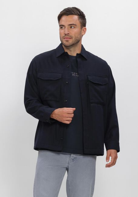 Donkerblauwe BUTCHER OF BLUE Overshirt DAN WOOL OVERSHIRT - large
