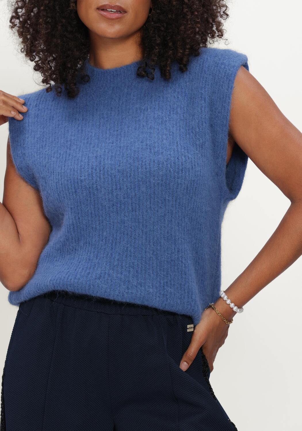 Blauwe POM AMSTERDAM Trui SENNA SAPPHIRE BLUE - large