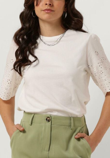 Y.A.S. T-shirt YASLEX SS TOP W. EMB SLEEVES S. en blanc - large