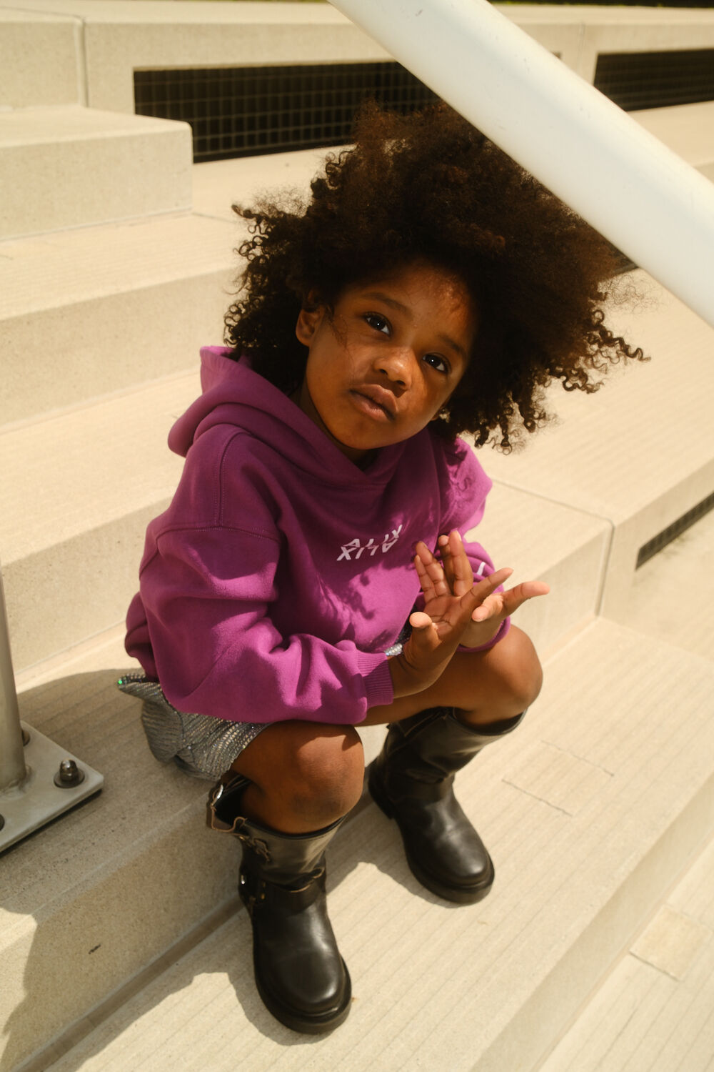 Paarse ALIX MINI Trui KNITTED LOGO HOODY - large