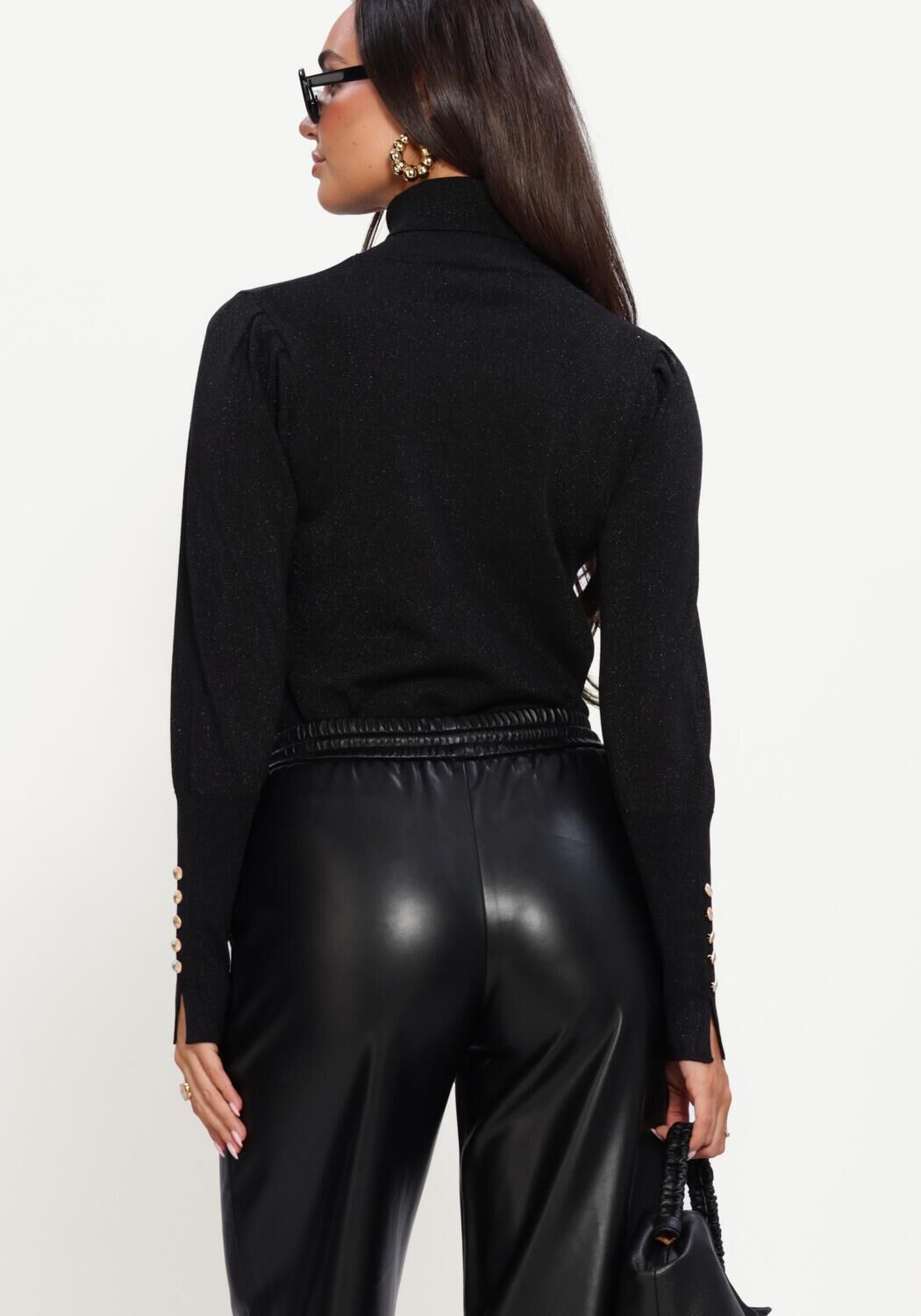 NUKUS Col roul&eacute; SYLVIA PULLOVER en noir - large