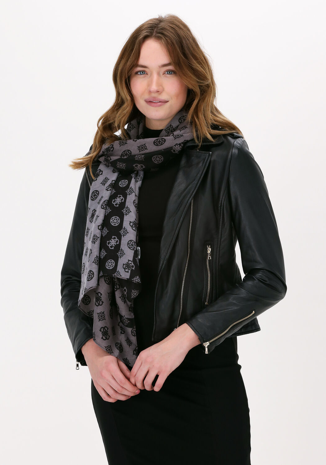 Zwarte GUESS Sjaal BEA PRINTED SCARF