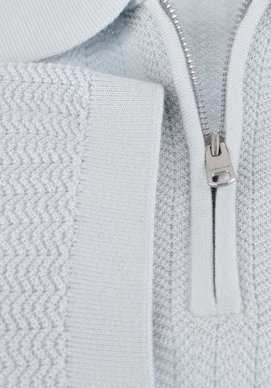 SELECTED MEN SLHCRAN SS KNIT STRUCTURE ZIP  POLO NOOS Polos & T-Shirts en bleu - large