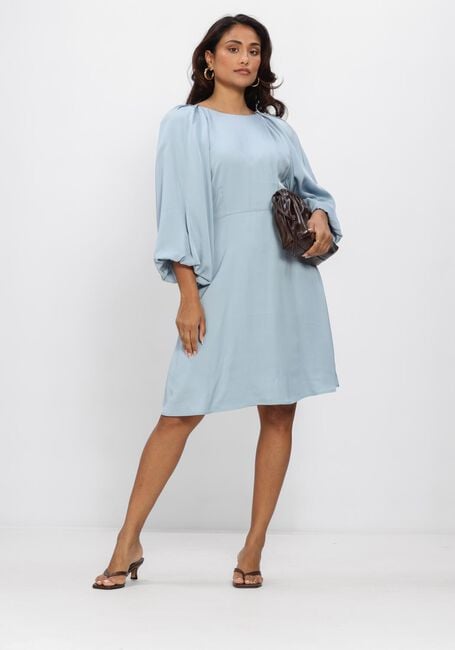 Lichtblauwe SELECTED WOMEN Mini jurk SLFLAURINA 3/4 SHORT OPEN BACK DRESS - large