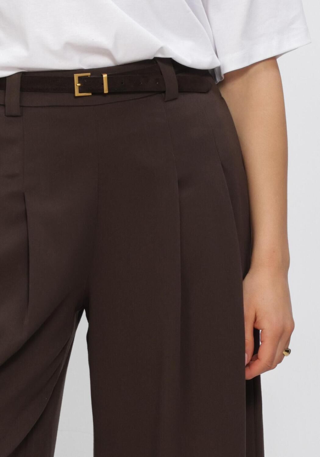 Bruine MSCH COPENHAGEN Broeken/jumpsuits MSCHMARYLA HENRIKA HW CULOTTE PANTS - large