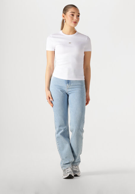 Witte CALVIN KLEIN T-shirt WOVEN LABEL RIB FITTED TEE - large