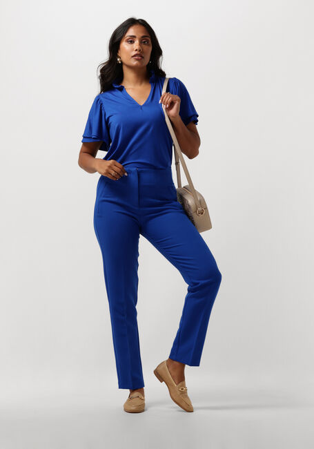 JANSEN AMSTERDAM Haut TC136 TOP SHORT RUFFLED SLEEVE V-NECK en bleu - large