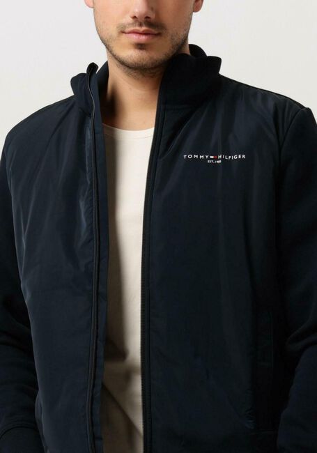 TOMMY HILFIGER Gilet TOMMY LOGO MIX MEDIA STAND ZIP Bleu foncé - large
