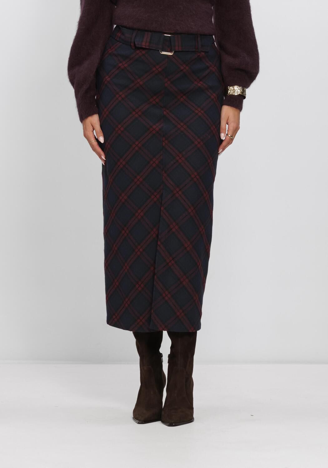 AAIKO Jupe midi BELIANE CO 577 Bleu fonc&eacute; - large
