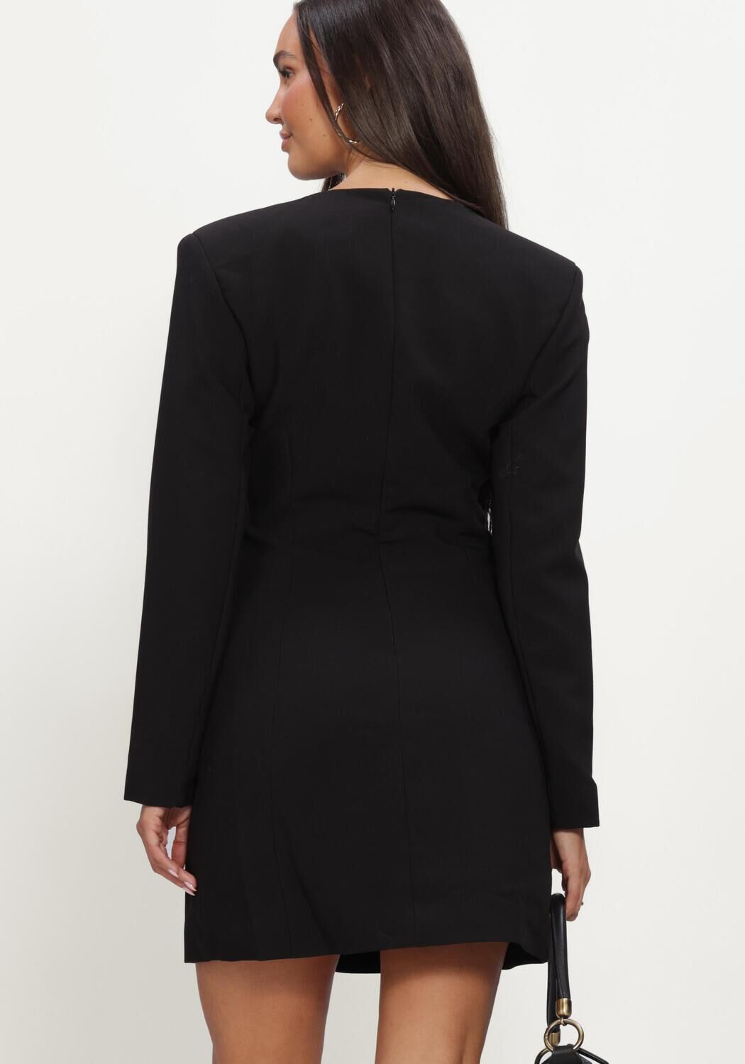 ROUGE EDIT Mini robe ROURAE L/S V-NECK SHORT DRESS/EV/PF en noir - large