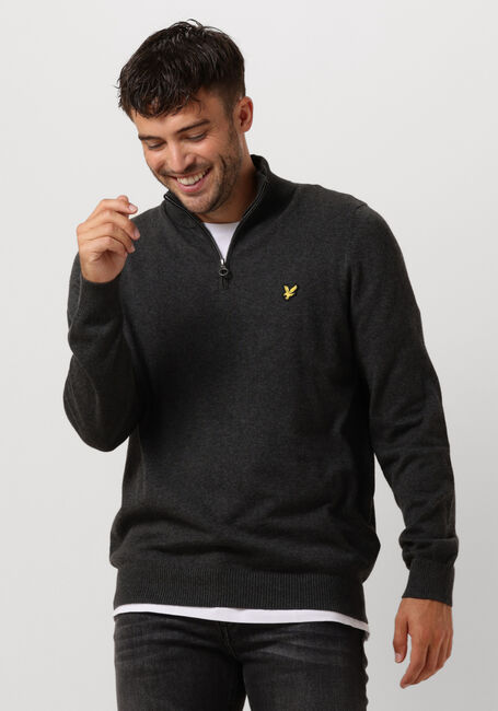 LYLE & SCOTT Pull COTTON MERINO QUARTER ZIP JUMPER Gris foncé - large