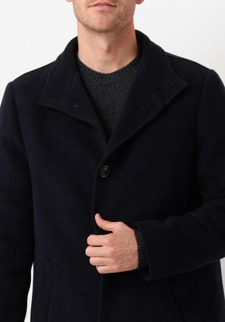 Donkerblauwe TOMMY HILFIGER Mantel DC STAND COLLAR WOOL MIX COAT - large