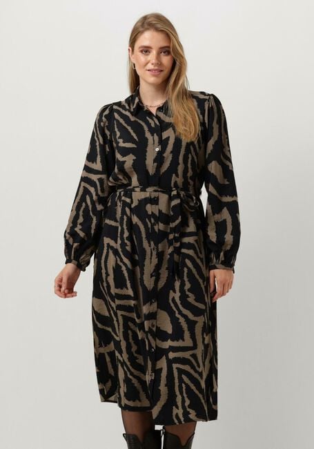Zwarte SUMMUM Midi jurk DRESS ABSTRACT LEAVES - large