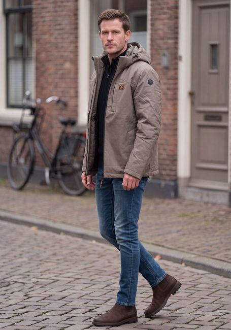 PME LEGEND Vestes d'hiver SEMI LONG JACKET STRATOR MELANGE TWILL Kaki - large