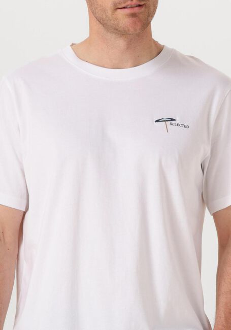 Witte SELECTED HOMME T-shirt SLHASPEN EMB SS O-NECK TEE - large