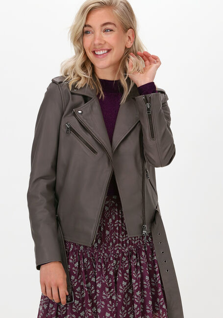 IBANA Veste en cuir BARIE en taupe - large