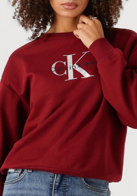 CALVIN KLEIN Pull LS MONOLOGO FRENCH TERRY RLXD CR Bordeaux - large