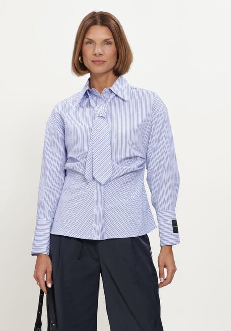 Blauwe HAUTE L'AMITI&Eacute;  EMMA TIE STRIPE SHIRT - large