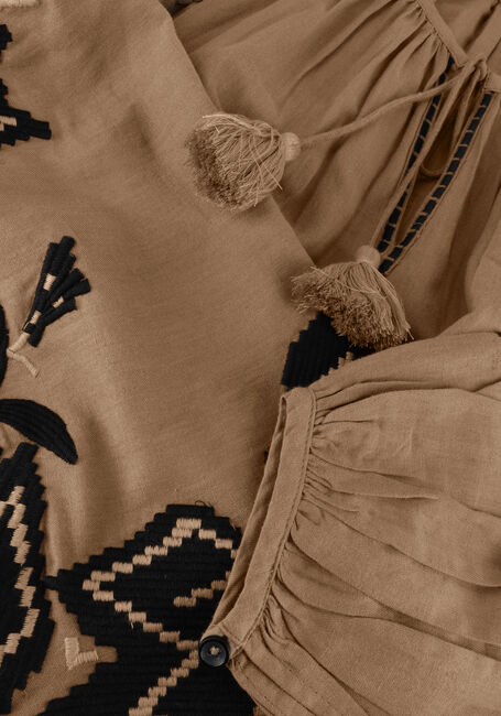 Bruine SUMMUM Midi jurk DRESS LINNEN HEAVY EMBROIDERY Bruine SUMMUM Midi jurk DRESS LINNEN HEAVY EMBROIDERY - large