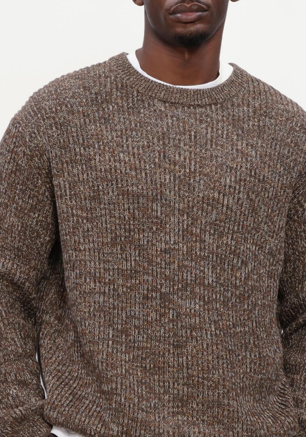 Bruine SELECTED MEN Trui SLMTILUM LS KNIT CREW NECK - large
