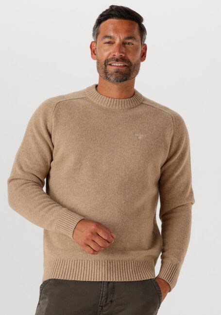 Camel BARBOUR Trui GRANGETOWN CREW NECK SWEATER - large