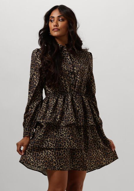 COLOURFUL REBEL Mini robe SACHA LEOPARD SHIRT DRESS LS en marron - large