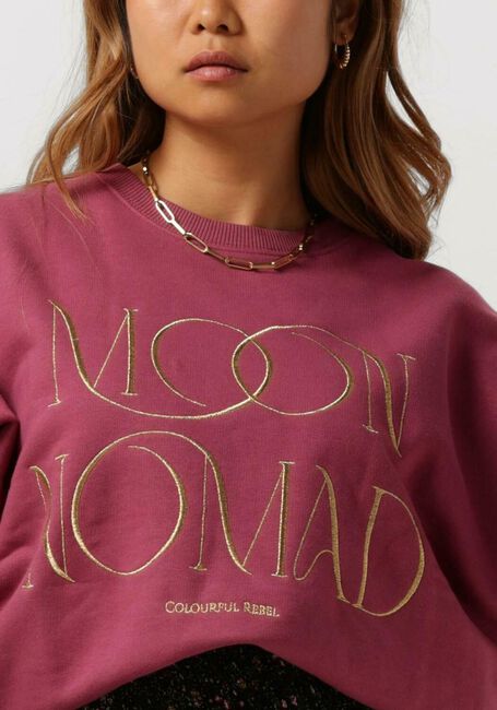 COLOURFUL REBEL Pull MOON NOMAD EMBRO DROPPED SWEAT en rose - large