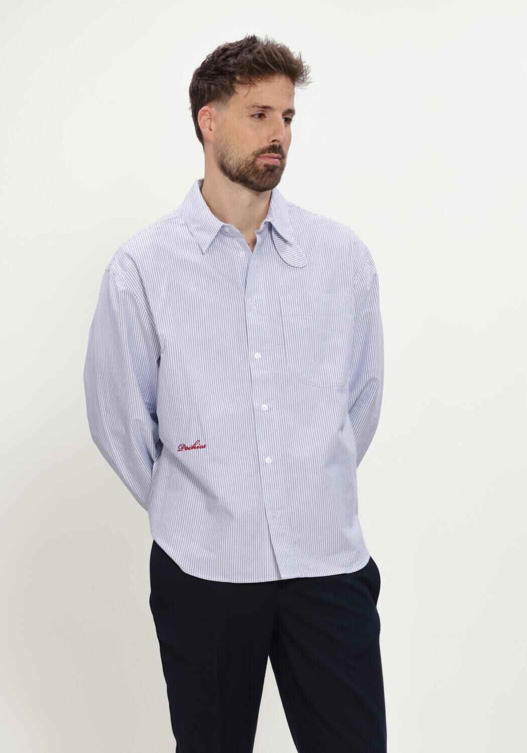 Blauwe POCKIES Casual overhemd OXFORD SHIRT - large