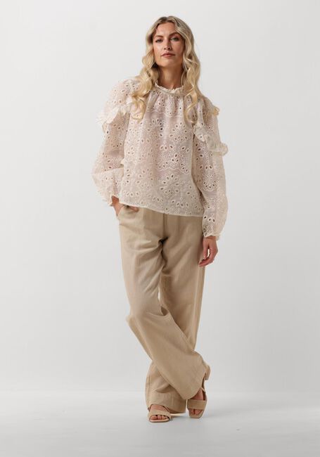 Beige NEO NOIR Wijde broek SONAR LINEN PANTS - large