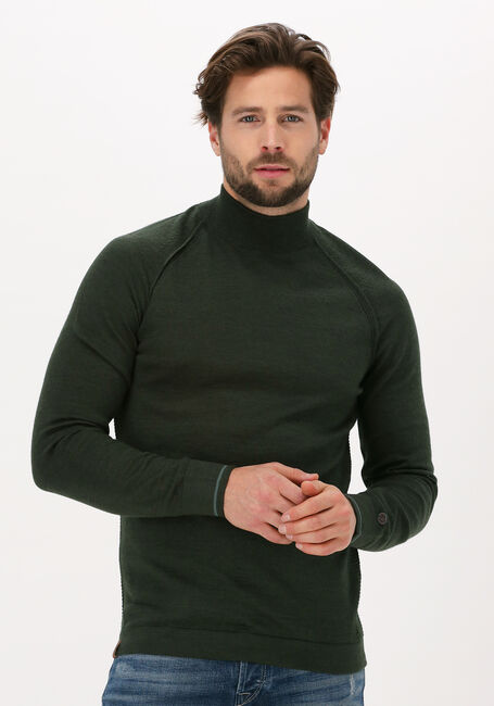 Olijf CAST IRON Trui MOCK NECK TECH MERINO - large
