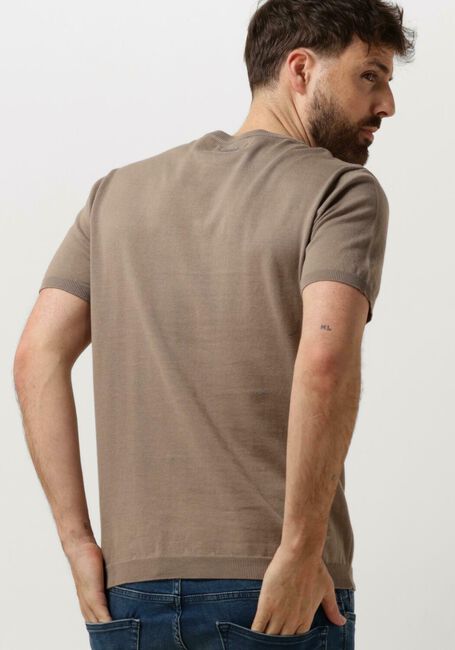 Taupe PURE PATH T-shirt KNITTED SHORTSLEEVE WITH CHEST PRINT - large