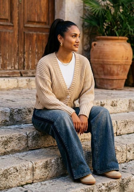 Beige NUKUS Vest JOLIJN CARDIGAN - large
